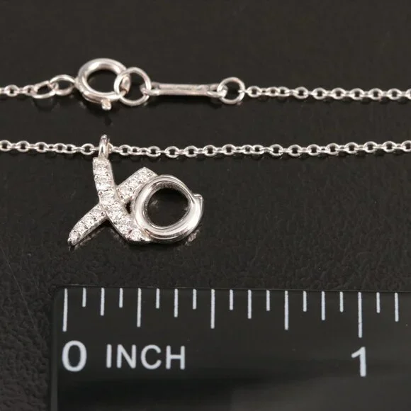 Tiffany & Co. 18K White Gold Diamond XO Pendant Necklace - Picture 5 of 10